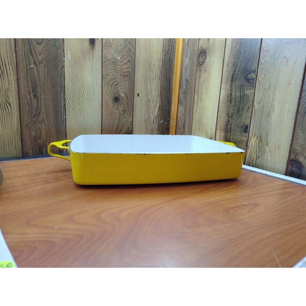 Vintage MCM Dansk Kobenstyle France Yellow Enamelware Baking Pan Casserole